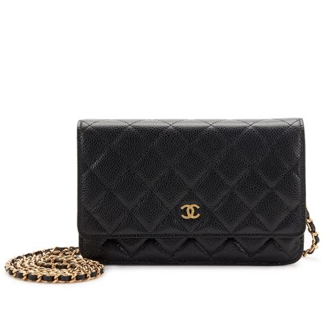 chanel wallet classic gold chain cavier skin|CHANEL Caviar Quilted Wallet On Chain WOC Black.